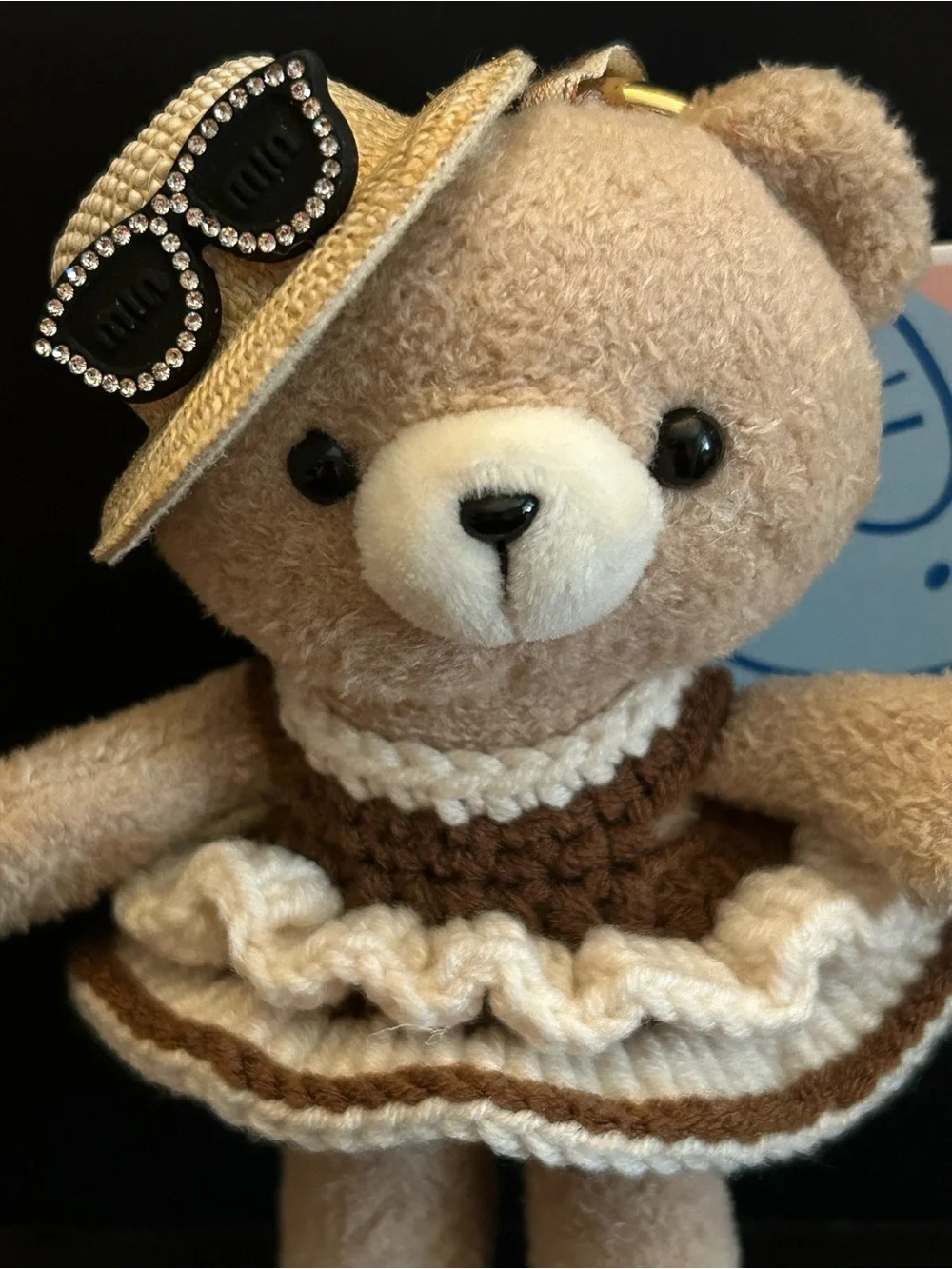 PREMIUM Plush Bear 🐻 Bag or Backpack 🎒 Charm in Brown and Cream with Gold Clasp